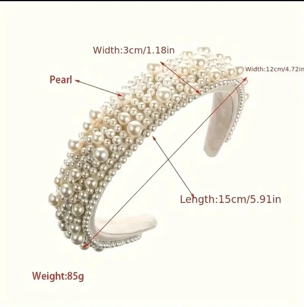 Elegant Wide Imitation Pearl Headband Cream NEW